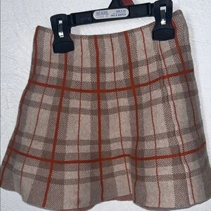 Plaid A-Line Women’s Skirt in Beige and Brown with Rust Accents
